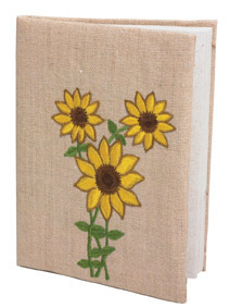 Sunflower embroidered notebook